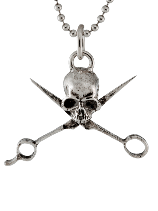 &quot;Skull and Cross Scissors&quot; Necklace by Spragwerks (Silver) - InkedShop - 1