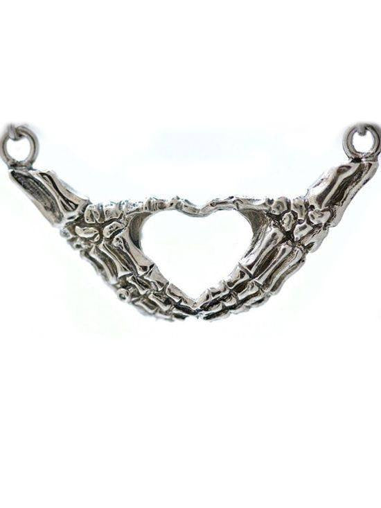 &quot;Skeletal Hand Heart&quot; Necklace by Blue Bayer Design - InkedShop - 1