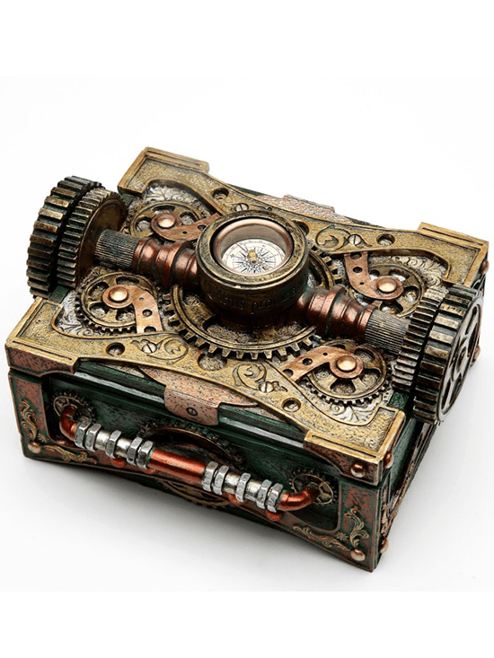Steampunk Box with Compass by Pacific Trading - www.inkedshop.com