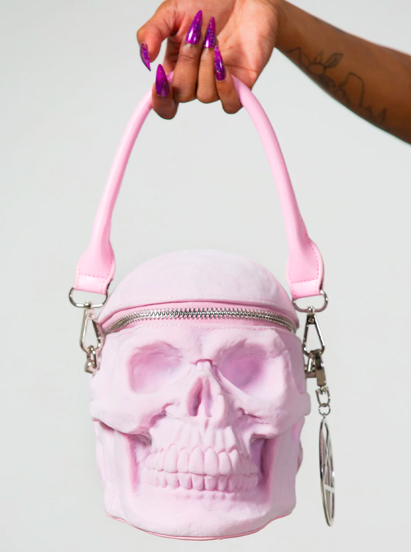 Killstar Grave Digger Skull Handbag  Black Velvet Skull Purse - Inked Shop