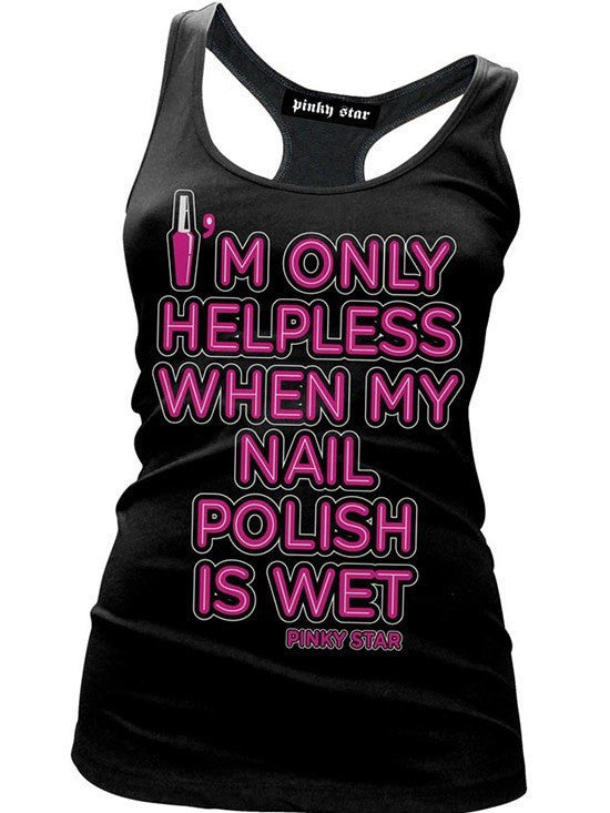 Women&#39;s &quot;I&#39;m Only Helpless&quot; Racerback Tank by Pinky Star (Black) - www.inkedshop.com