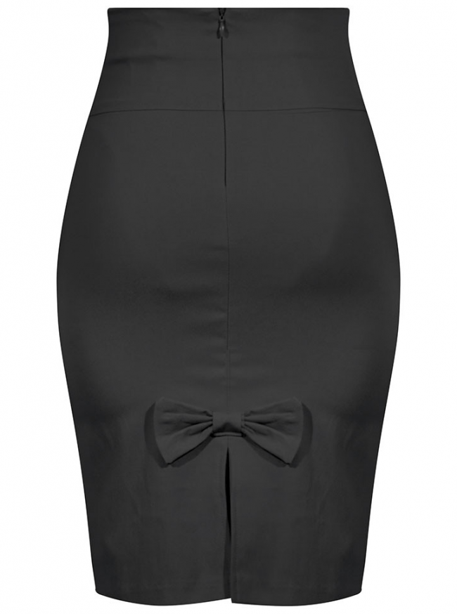 Women&#39;s &quot;Bow Back&quot; Pencil Skirt by Double Trouble Apparel (Black) - www.inkedshop.com