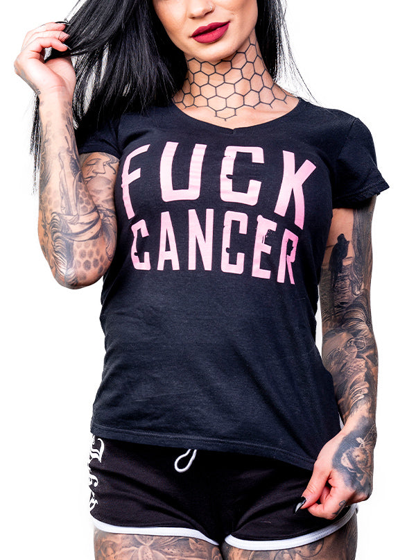 Women's Fuck Cancer V-Neck Tee