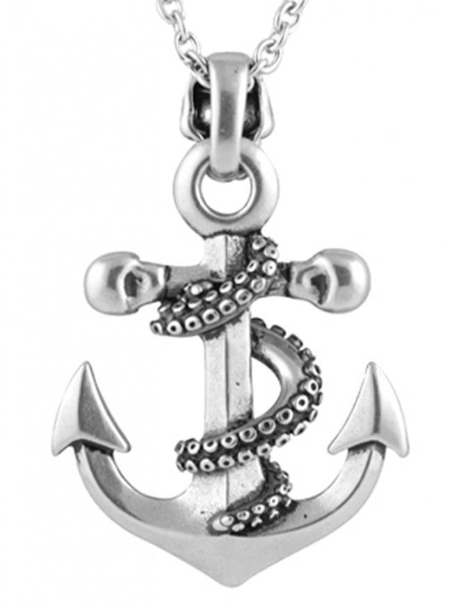 &quot;Octo Skull Anchor&quot; Necklace by Controse (Silver) - www.inkedshop.com