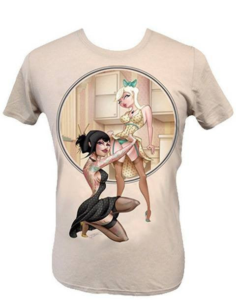 Men&#39;s &quot;Hot in the Kitchen&quot; Tee by Lowbrow Art Company (Tan) - InkedShop - 2