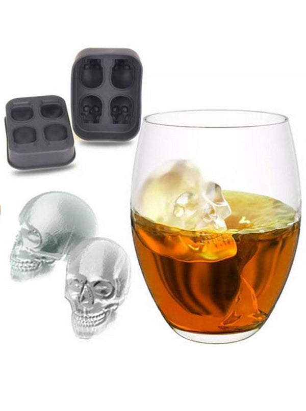2 Pcs ice cube tray 3d skull ice mold 4 cute and funny ice skull for  whiskey x7954