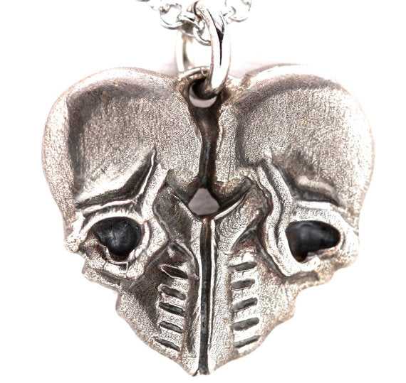 Heart of Skulls Silver Necklace