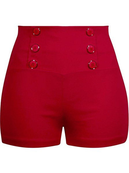 Women&#39;s High Waist Retro Shorts by Double Trouble Apparel (Red) - www.inkedshop.com