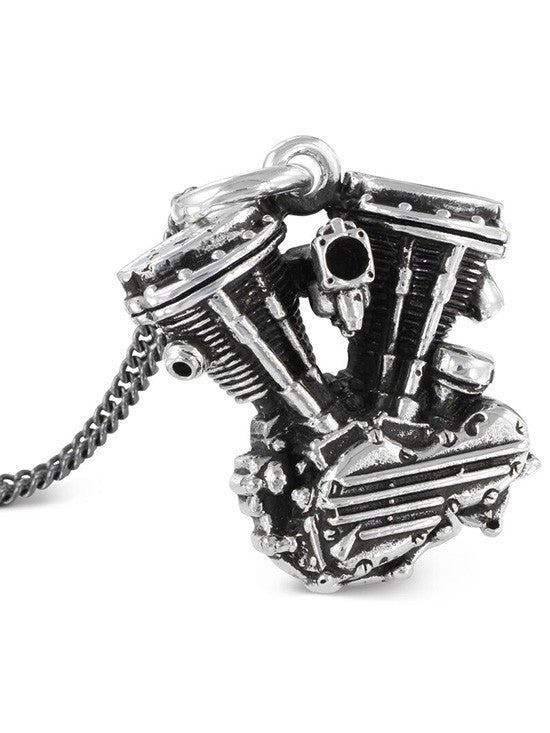 &quot;Motorcycle Engine&quot; Necklace by Lost Apostle (Antique Silver) - www.inkedshop.com