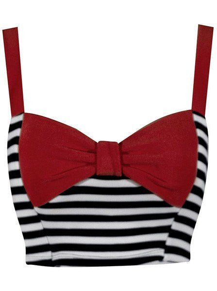 Women&#39;s &quot;Pin Me Up&quot; Striped Crop Top by Double Trouble Apparel (Red) - www.inkedshop.com