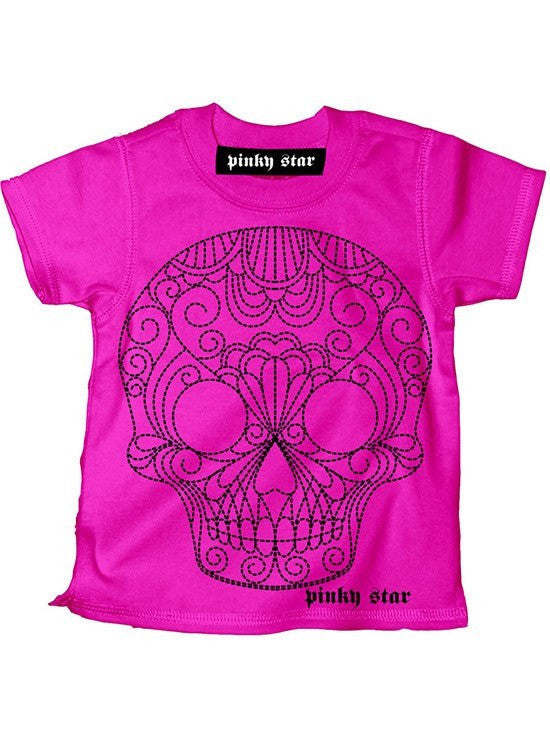 Kid&#39;s &quot;Quilted Sugar Skull&quot; Tee By Pinky Star (Pink) - www.inkedshop.com