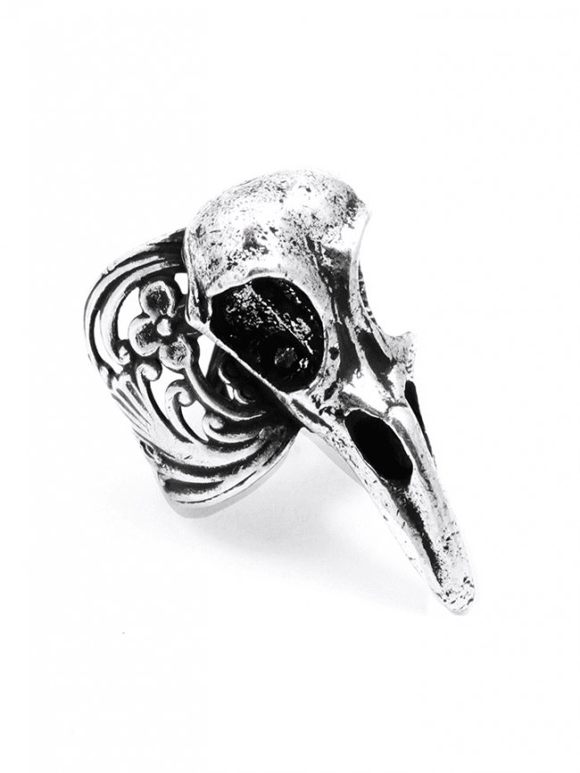 &quot;Raven Skull&quot; Ring by Blue Bayer Design (Antique Silver) - InkedShop - 1
