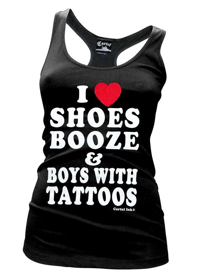 Women&#39;s &quot;I Love Shoes, Booze...&quot; Tank by Cartel Ink (Black) - InkedShop - 1