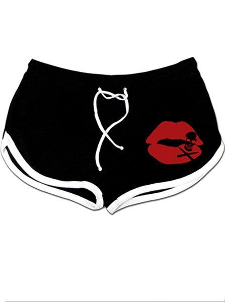 Women&#39;s &quot;Kiss of Death&quot; Shorts by Pinky Star (Black) - www.inkedshop.com