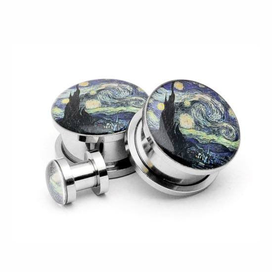 Starry Night Picture plugs by Mystic Metals Body Jewelry - InkedShop - 1