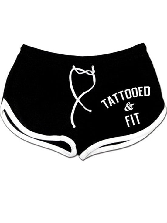 Women&#39;s &quot;Tattooed &amp; Fit&quot; Shorts by Pinky Star (Black) - www.inkedshop.com