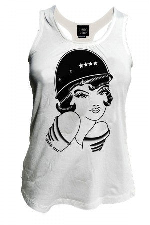Women&#39;s &quot;The Army Girl Tattoo&quot; Racerback Tank by Pinky Star (White) - InkedShop - 1