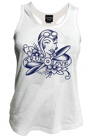 Women&#39;s &quot;True Love is a Pilot Girl&quot; Tank By Pinky Star (white) - InkedShop - 1