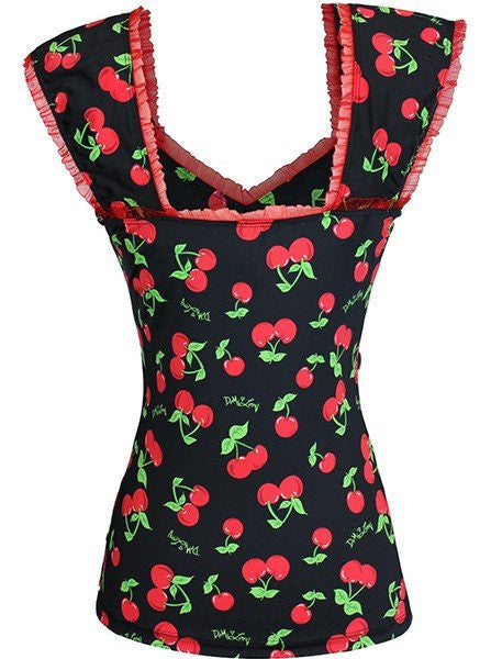 Women&#39;s &quot;Black Cherry&quot; Short Sleeved Top by Demi Loon (Black/Red) - www.inkedshop.com