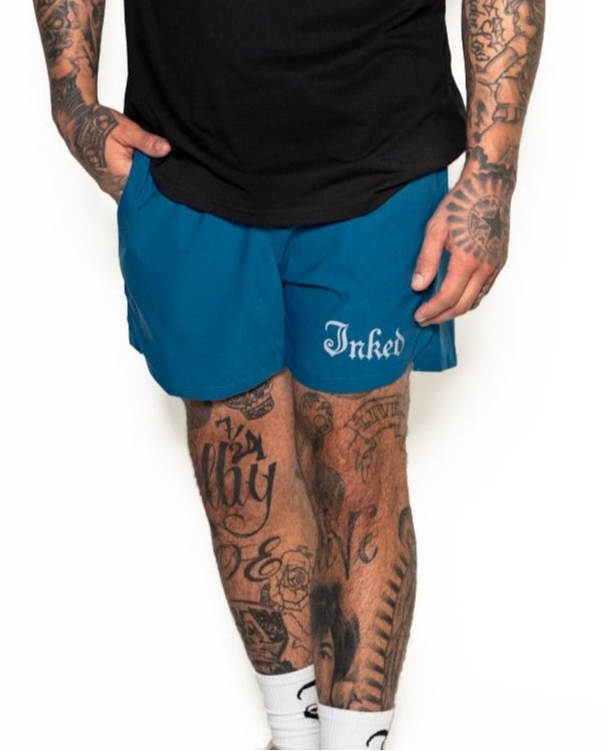 Men's Inked Gym Shorts- Teal