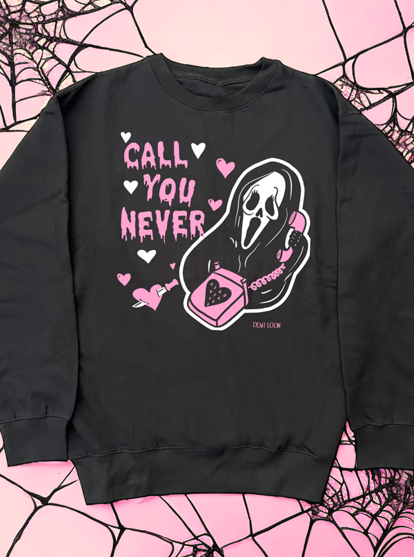 Women&#39;s Call You Never Ghost Face Spooky Sweatshirt