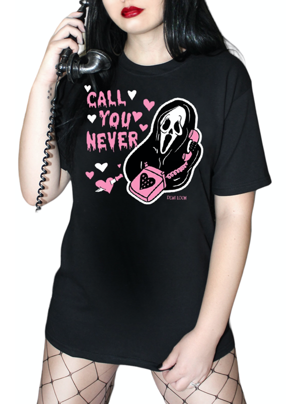 Women&#39;s Call You Never Ghost Face Spooky Tee