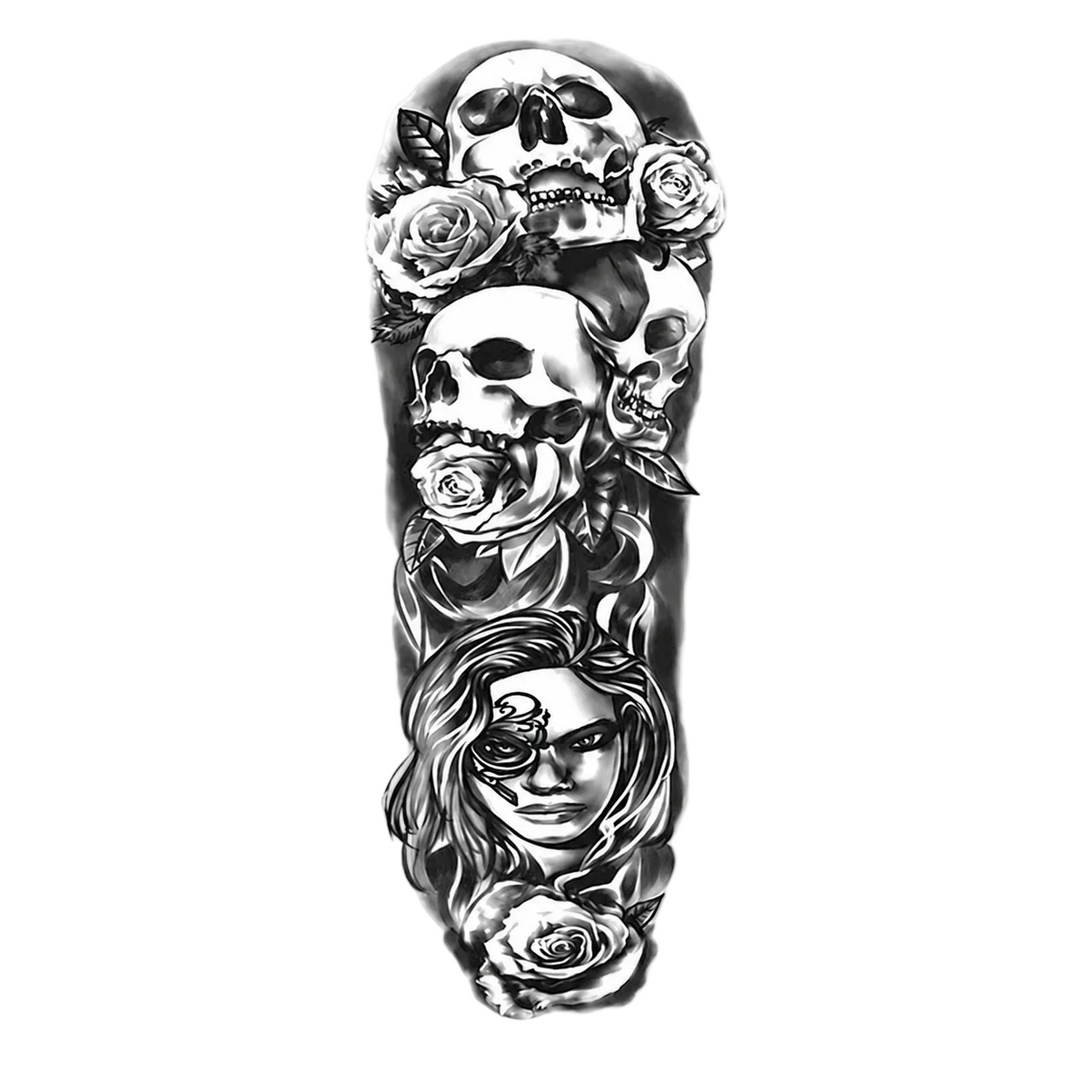 Realistic Temporary Tattoos - Skull and Roses