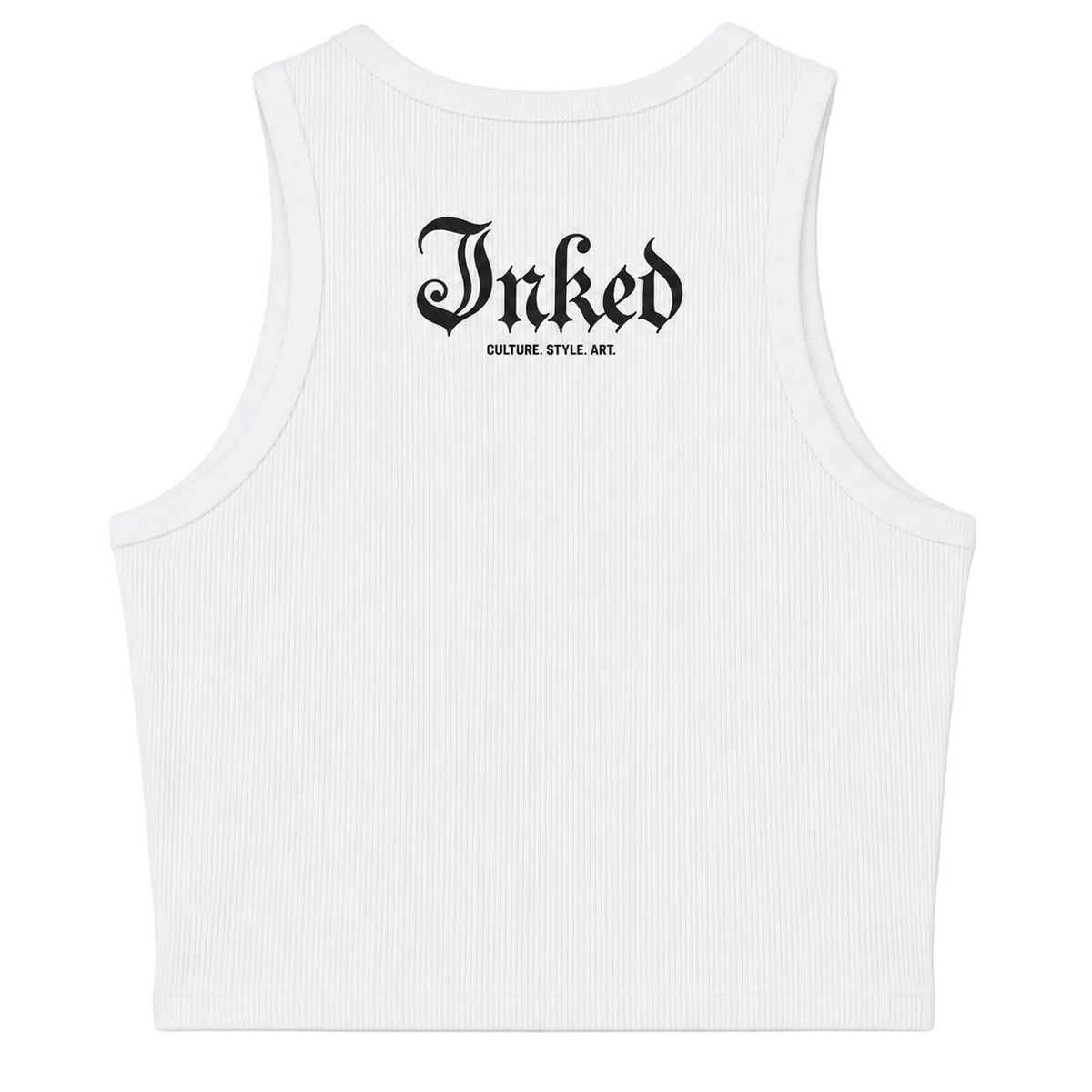 Women's Inked Icon Logo Crop Tank - White/Black
