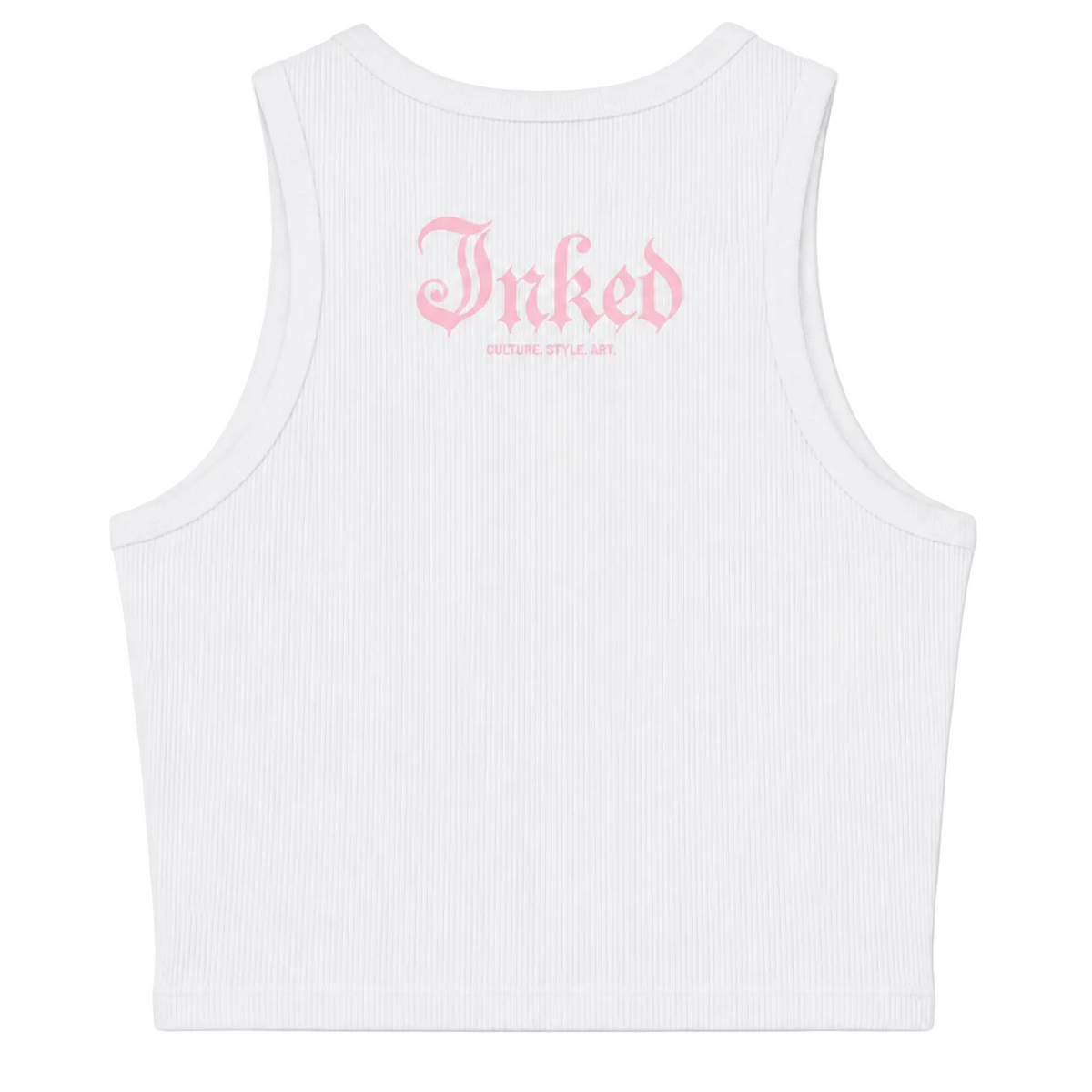 Women's Inked Icon Logo Crop Tank - White/Pink