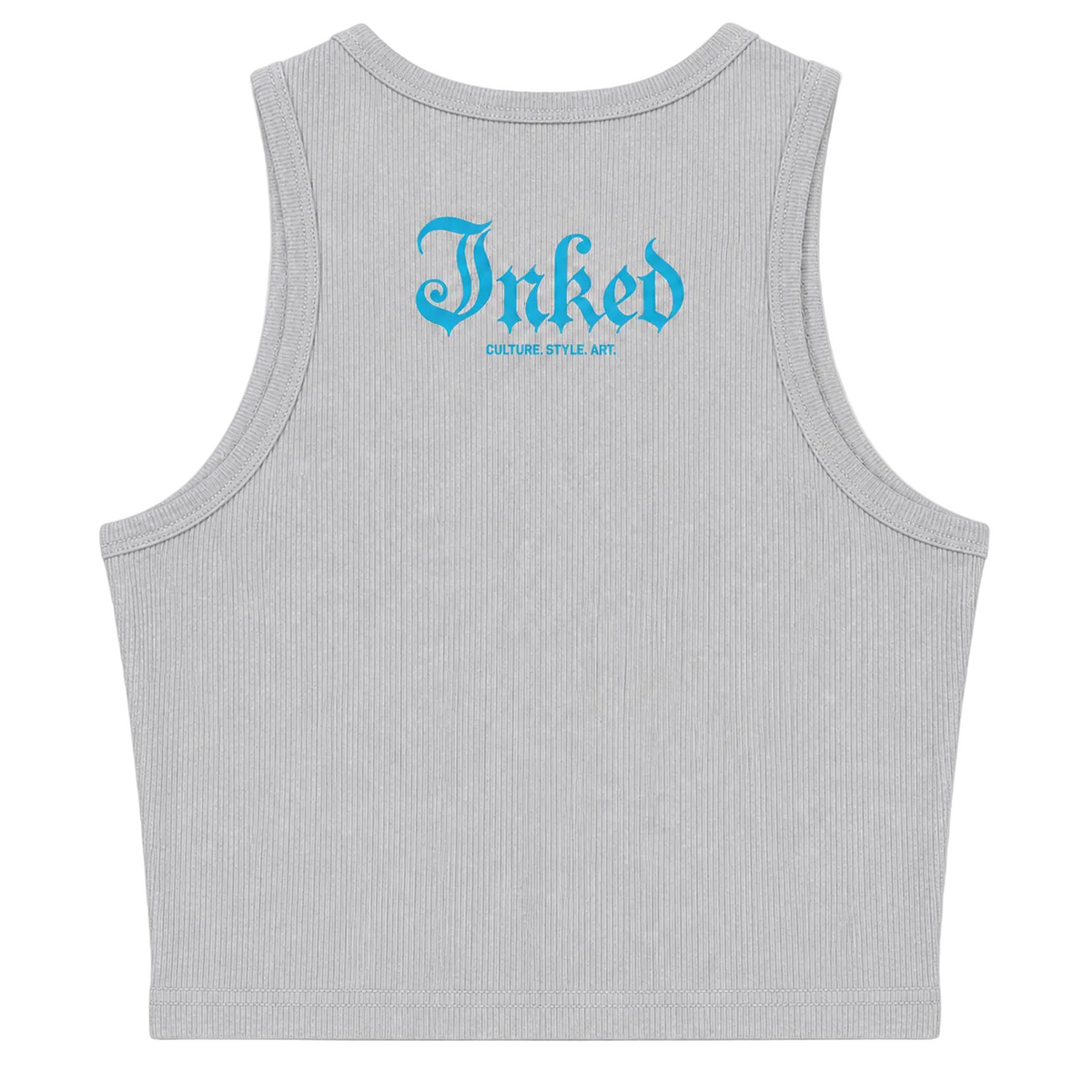 Women's Inked Icon Logo Crop Tank - Grey/Blue