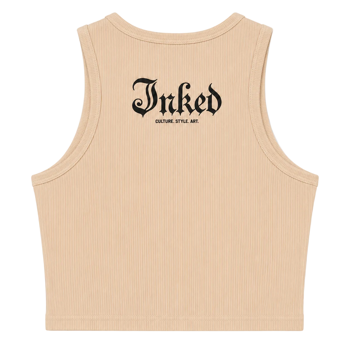 Women's Inked Icon Logo Crop Tank - Tan