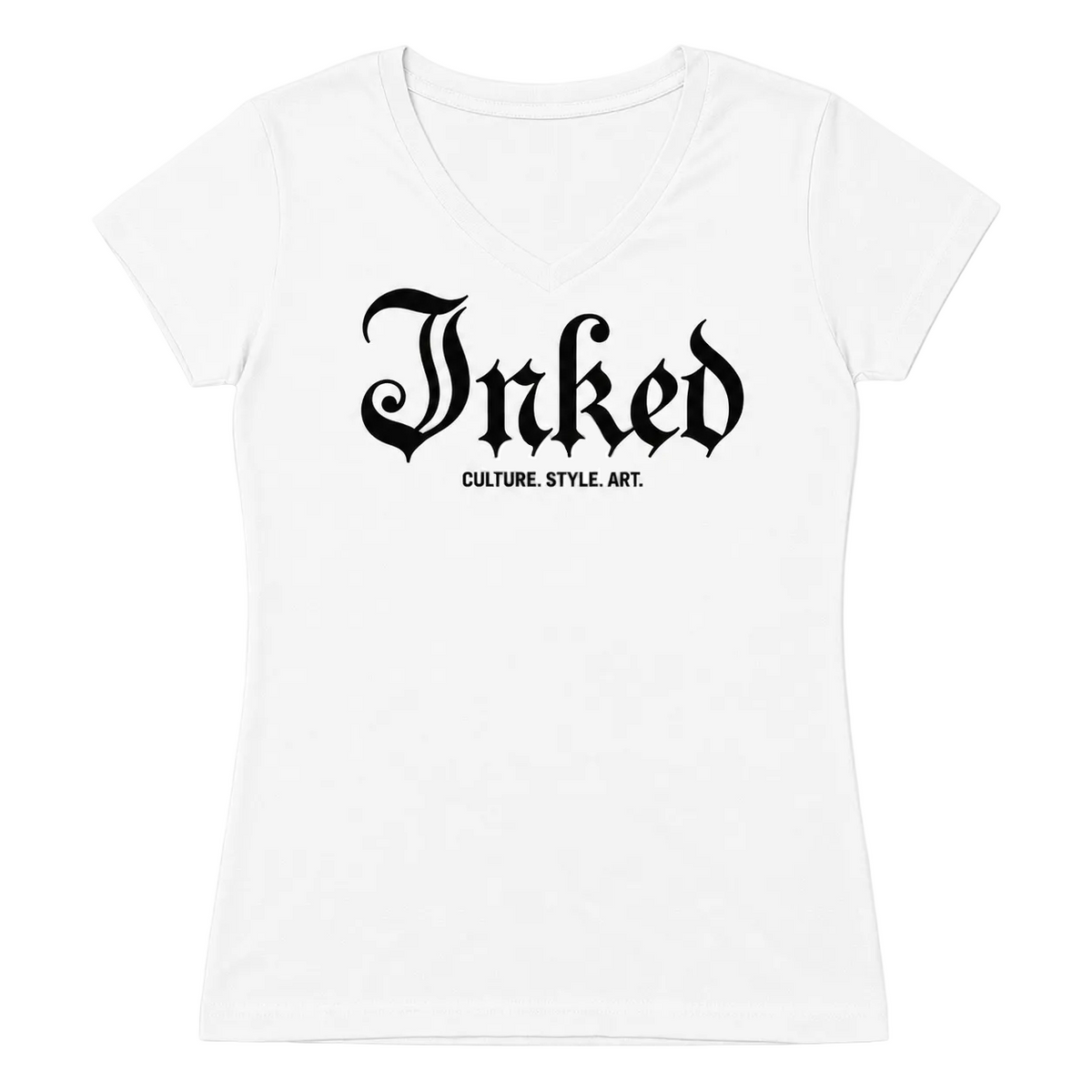 Women's Inked Mag Logo V-Neck Tee - White