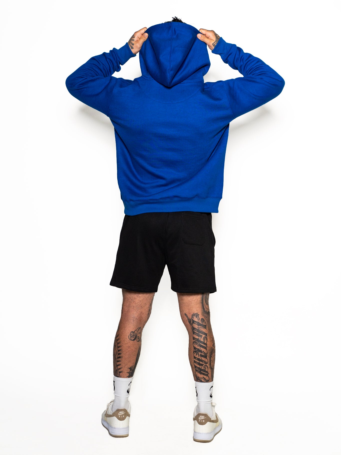 Blue Plaid Print Men's Zip Up Hoodie