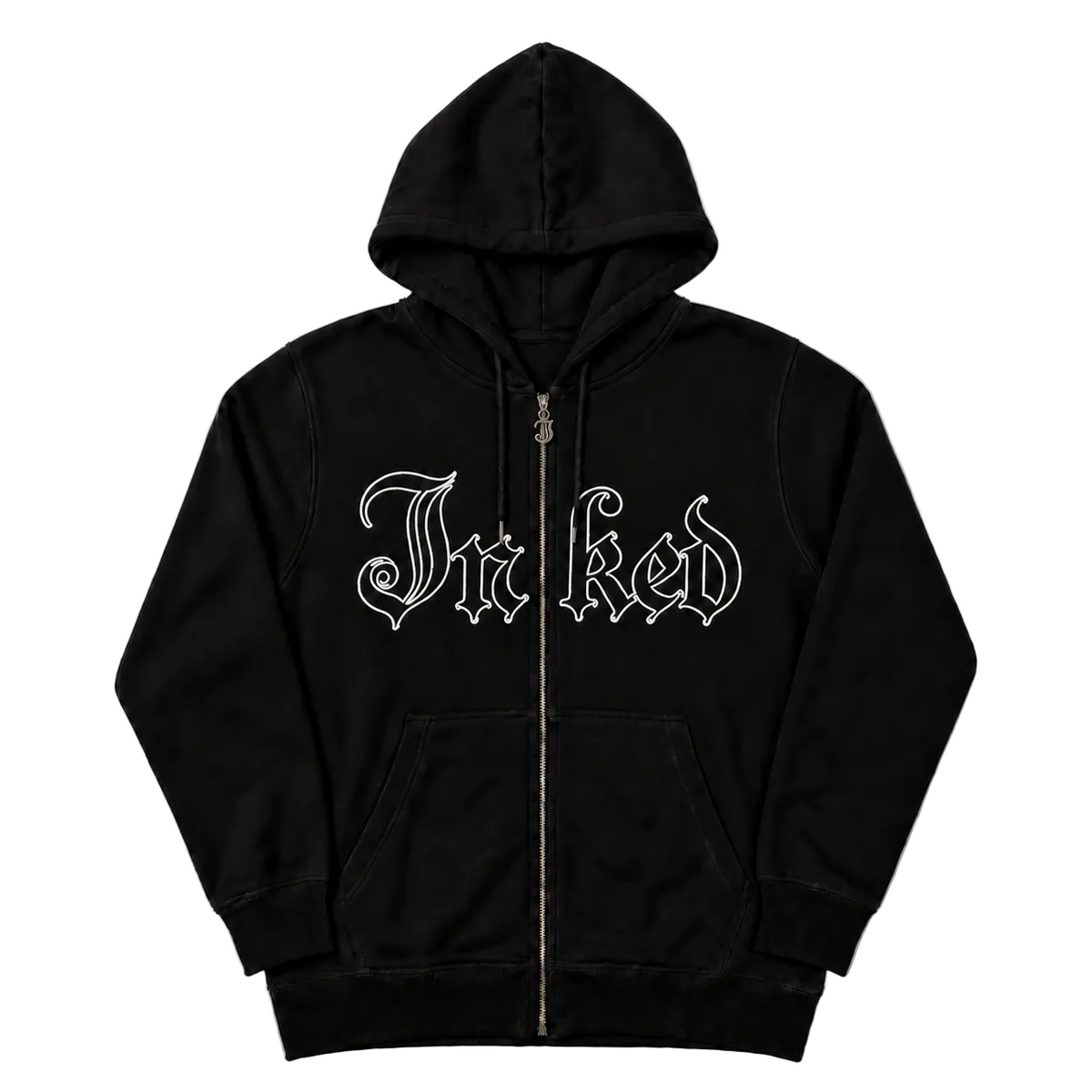 Men's Inked Embroidered Zip Up Hoodie - Black/White
