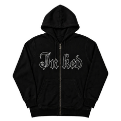 Men's Inked Logo Embroidered Zip Up Hoodie - Black/White | Inked Shop