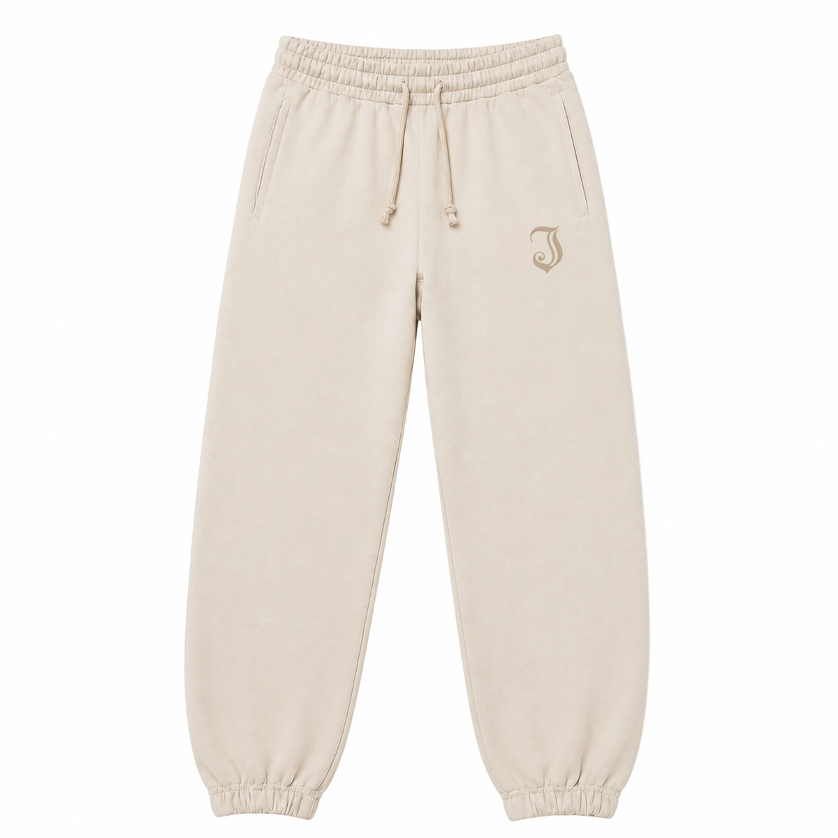 Men's Inked Logo Embroidered Joggers- Tan