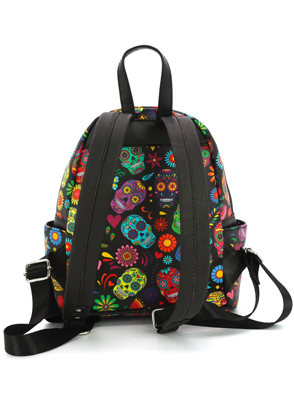 Floral Sugar Skull Mini Backpack