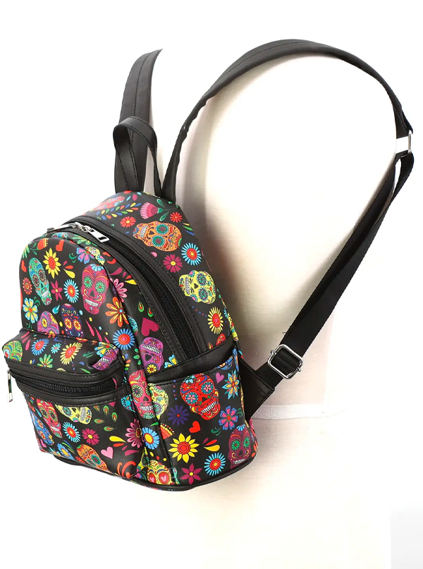 Floral Sugar Skull Mini Backpack