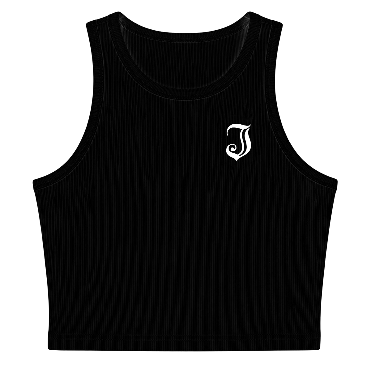 Women's Inked Icon Logo Crop Tank - Black/White