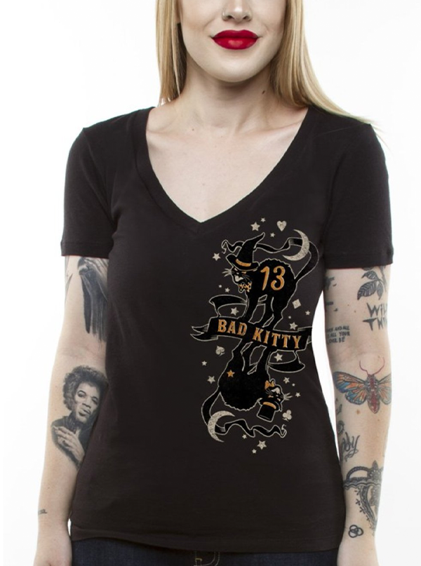 Women&#39;s Bad Kitty V-Neck Tee