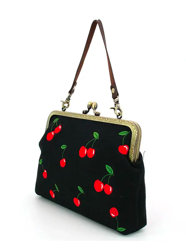 Cherry Kisslock Bag