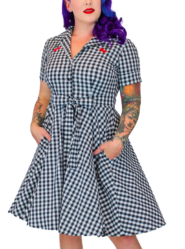 Women&#39;s Cherries Gingham Circle Dress
