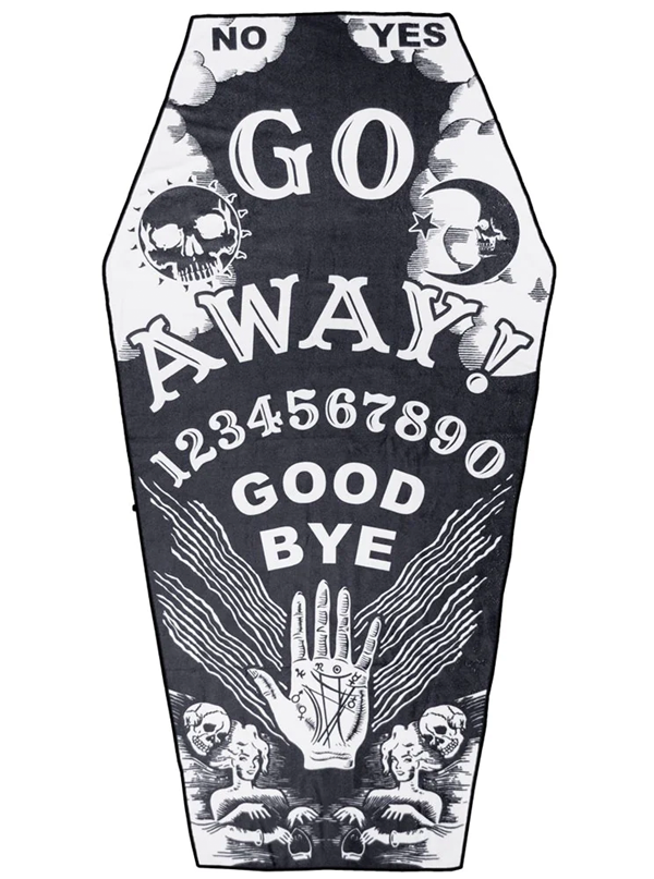 Go Away Ouija Coffin Beach Towel