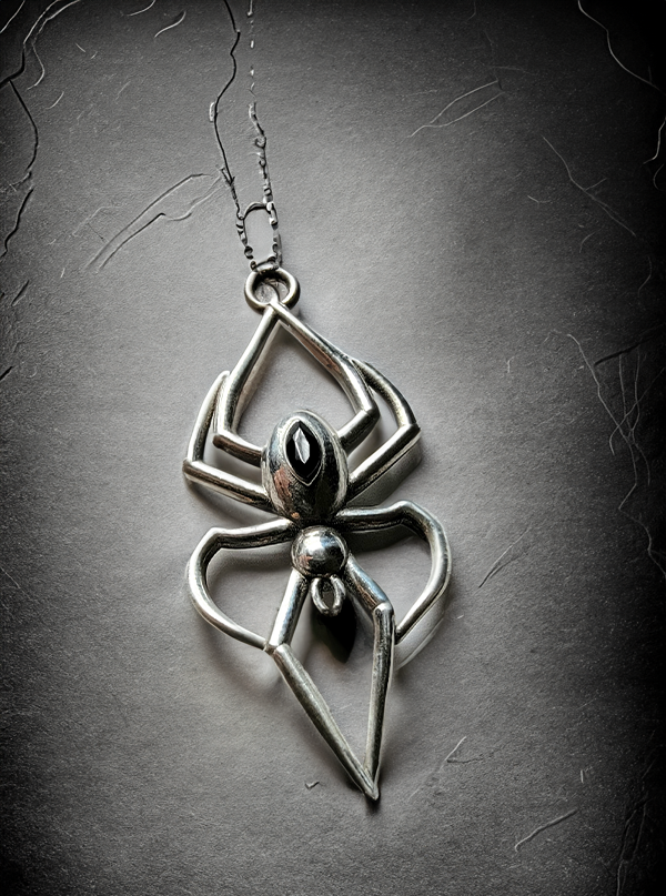 Black Widow Spider Sterling Silver Necklace