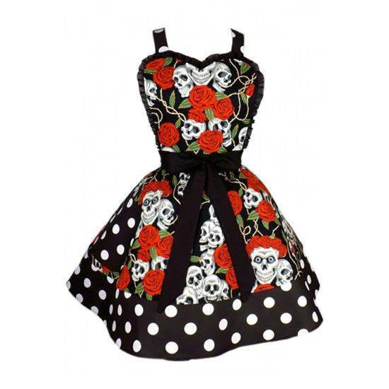 Skull and Roses Two Tier Apron