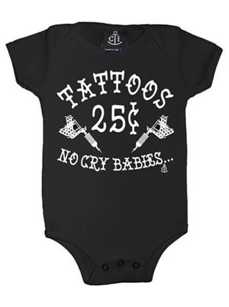 Infant&#39;s &quot;Tattoos 25¢ No Cry Babies&quot; Onesie by Cartel Ink (More Options) - www.inkedshop.com
