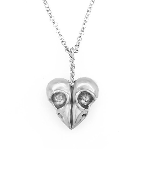 &quot;Heart of Skulls&quot; Necklace by Blue Bayer Design (White Bronze) - InkedShop - 1