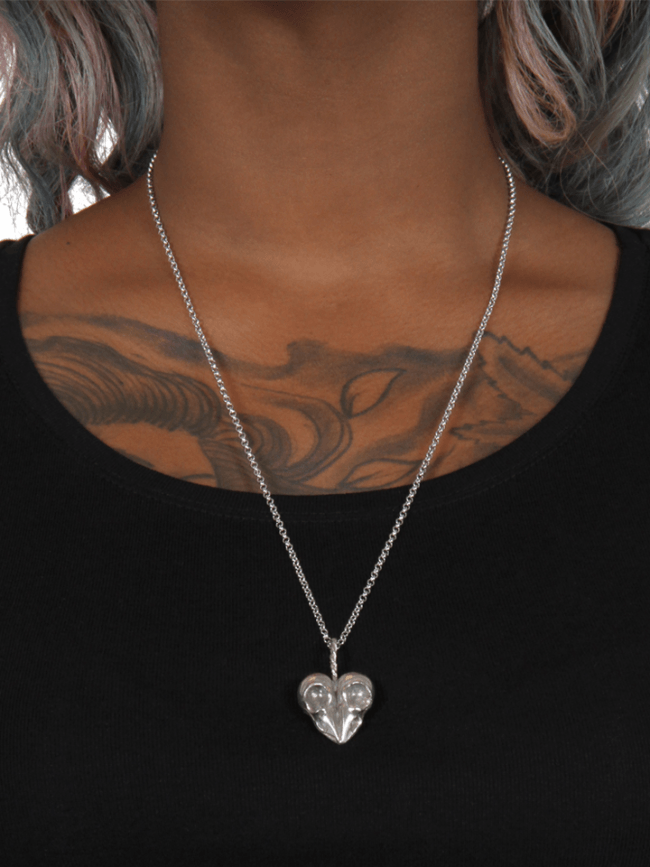 &quot;Heart of Skulls&quot; Necklace by Blue Bayer Design (White Bronze) - InkedShop - 2