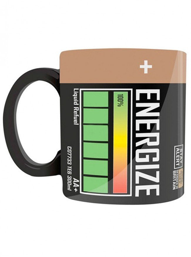 &quot;Energize Battery&quot; Mug (Black) - www.inkedshop.com
