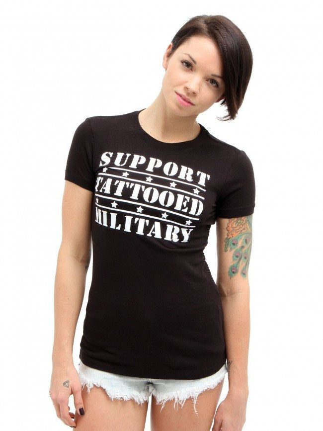 Women&#39;s &quot;Tattooed Military&quot; Tee by Steadfast Brand (Black) - InkedShop - 1
